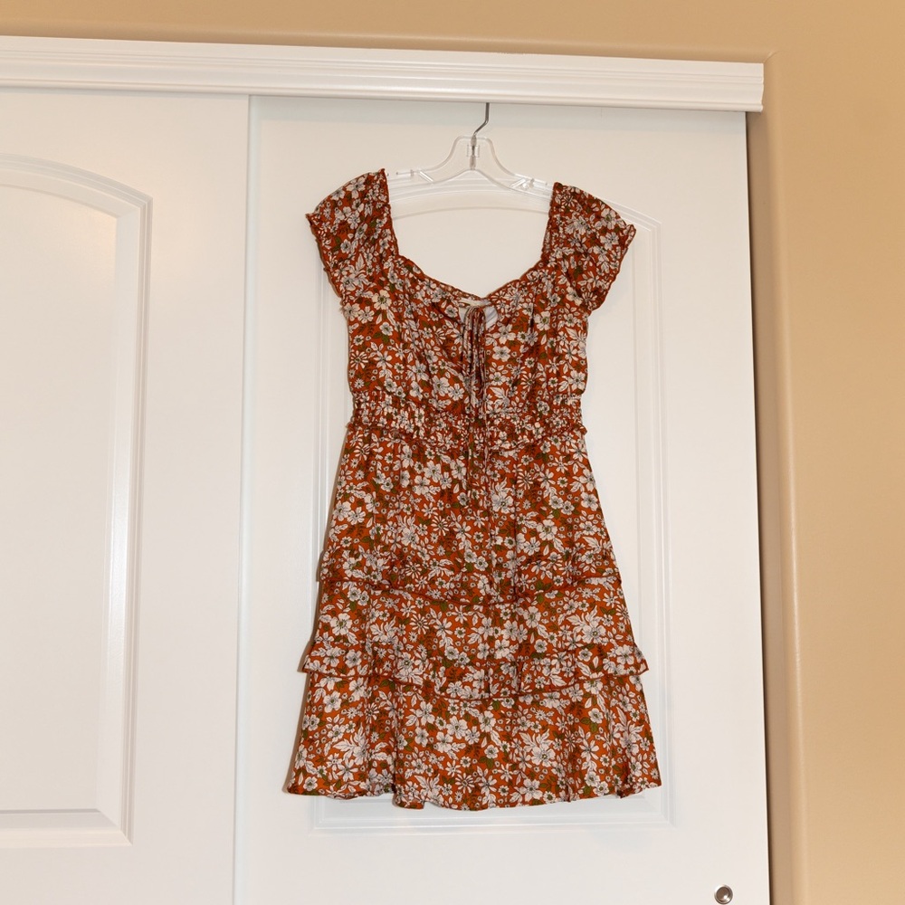 Altar’d State Orange Floral Fall Mini Dress